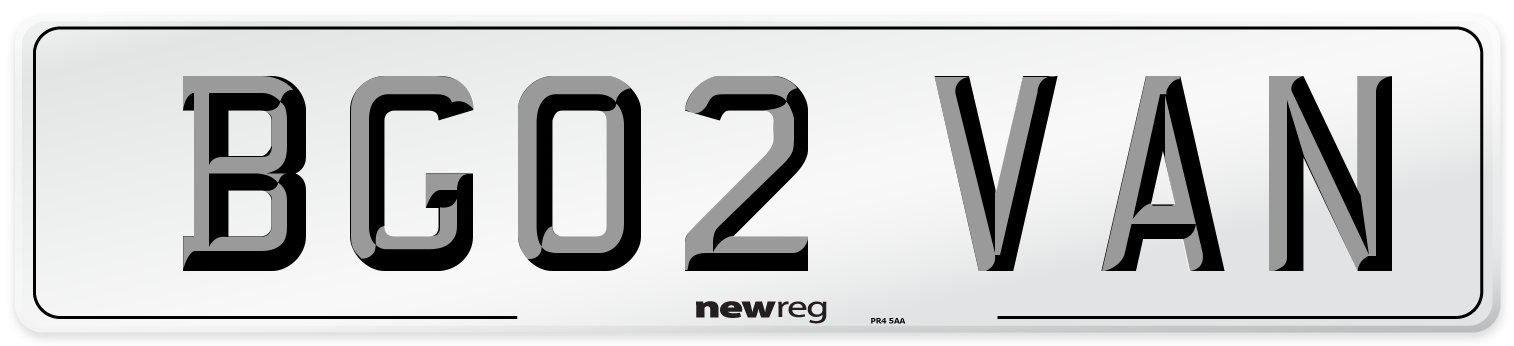 BG02 VAN Number Plate from New Reg